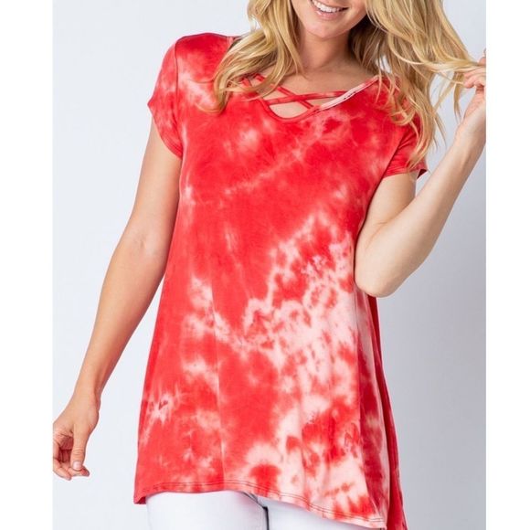 Coral TIE-DYE Tee - Picture 3 of 7